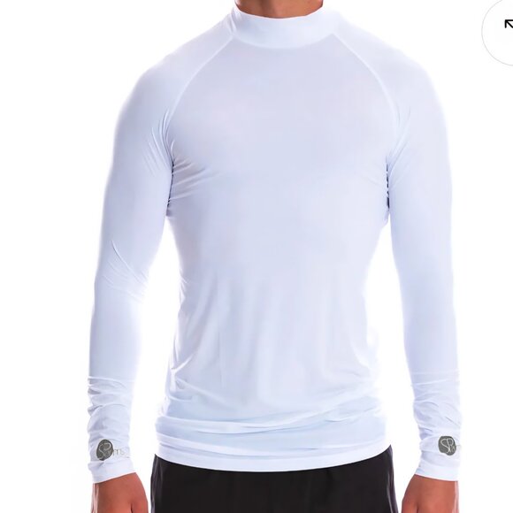 SParms Men's White Sun Protection Body Warm Long Sleeve Logo Shirt Size XL NIP - Picture 1 of 12